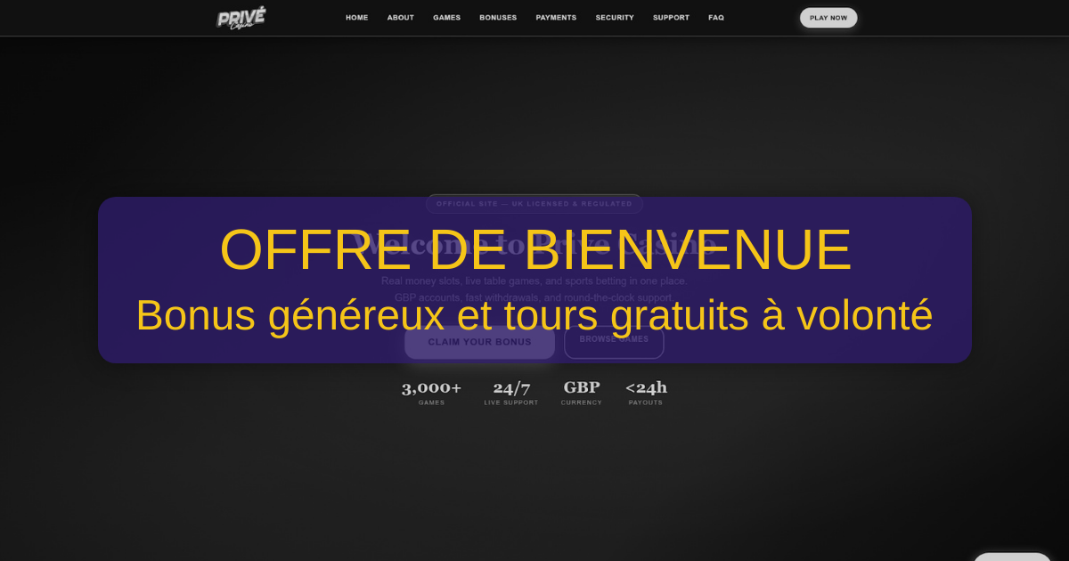 Prive Casino welcome bonus
